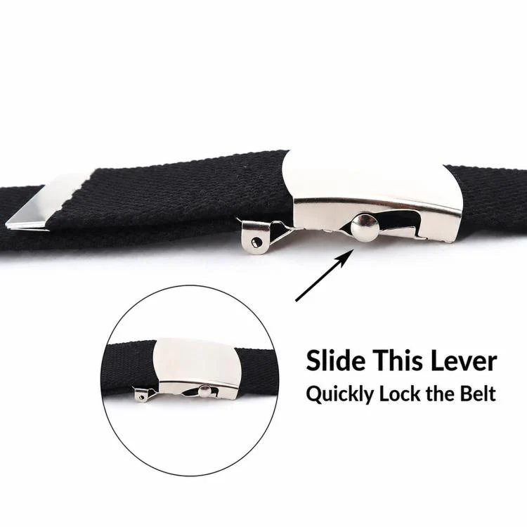 Men Canvas Web Belt 32mm Narrow Casual Belts With Slider Automatic Buckle, Length: 135cm(Pink) - Image 4