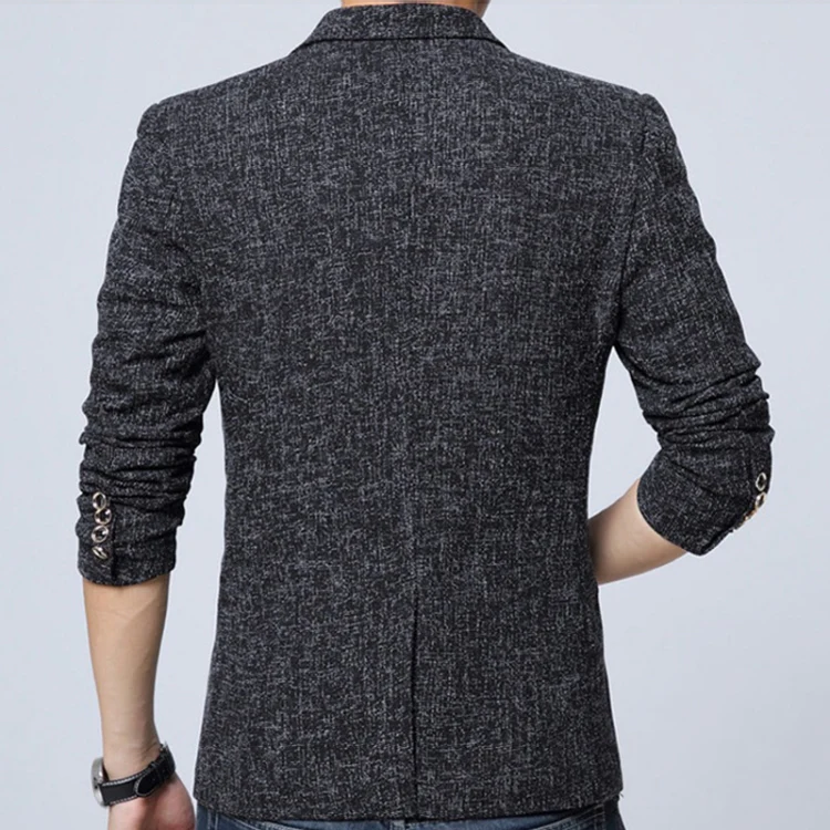 Men Casual Suit Blazer Slim Business Suit Jacket, Size: M(Black) - Image 3