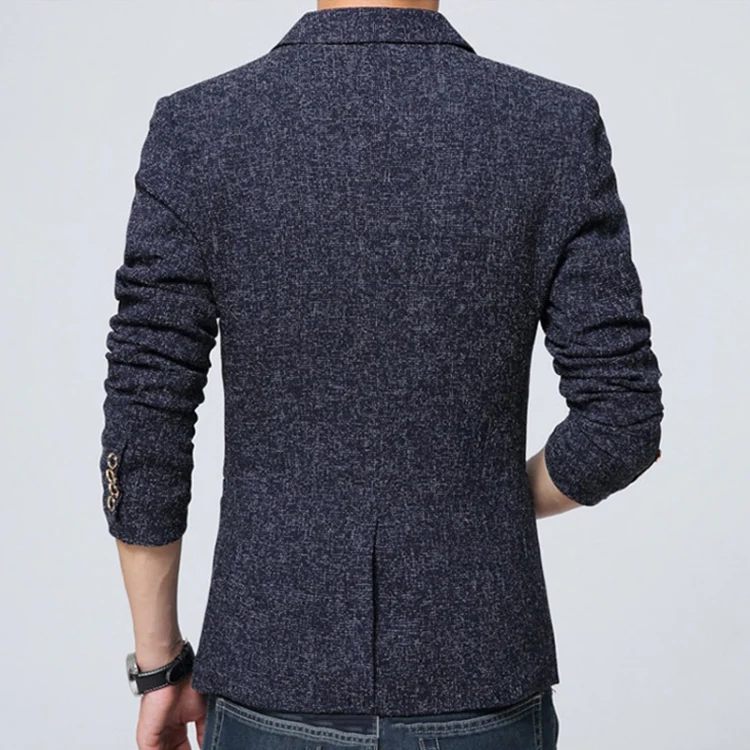 Men Casual Suit Blazer Slim Business Suit Jacket, Size: XXL(Blue) - Image 3