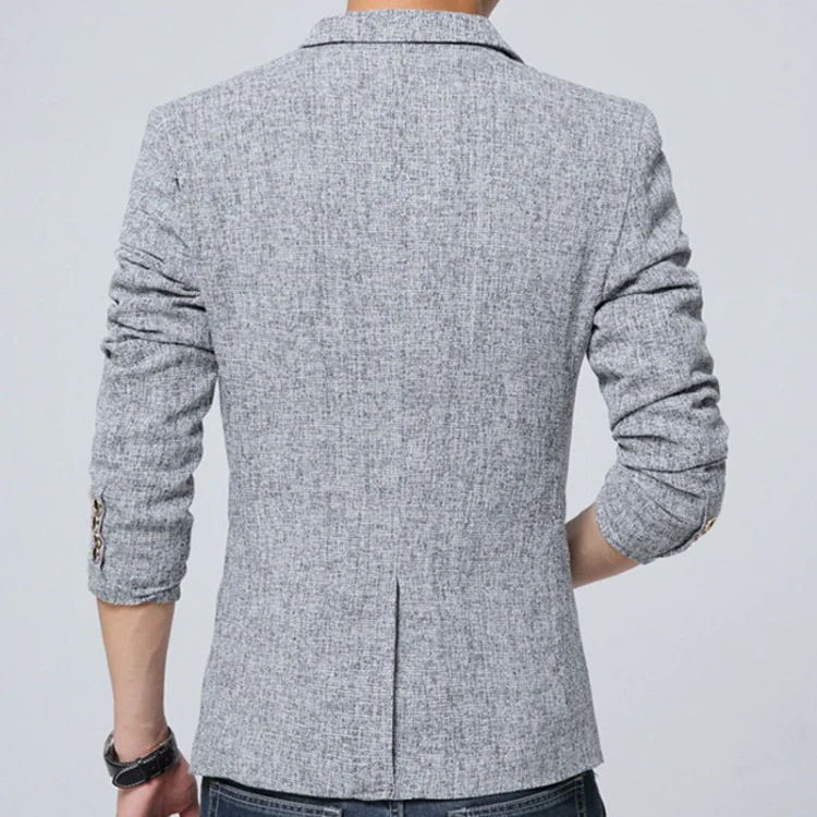 Men Casual Suit Blazer Slim Business Suit Jacket, Size: XXL(Gray) - Image 3