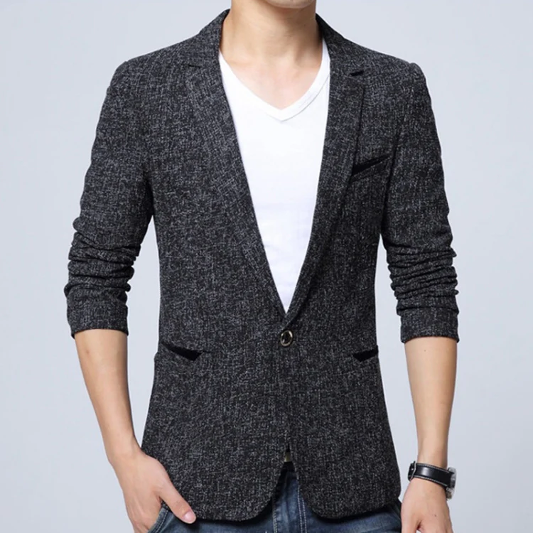 Men Casual Suit Blazer Slim Business Suit Jacket, Size: XXXL(Black) - Image 2