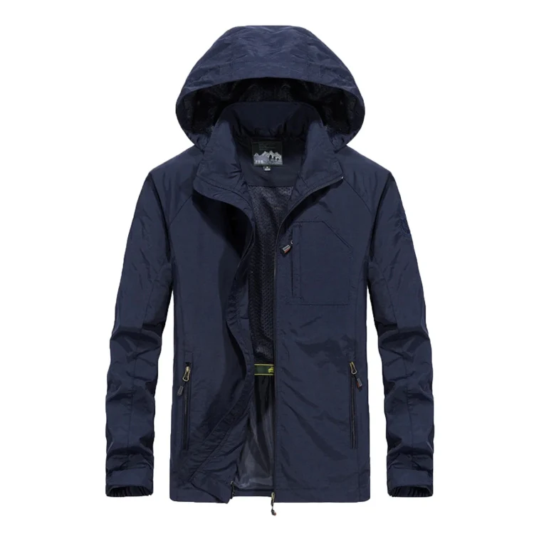 Men Casual Youth Full Zip Hooded Rainproof Jacket, Size: L(Khaki) - Image 2