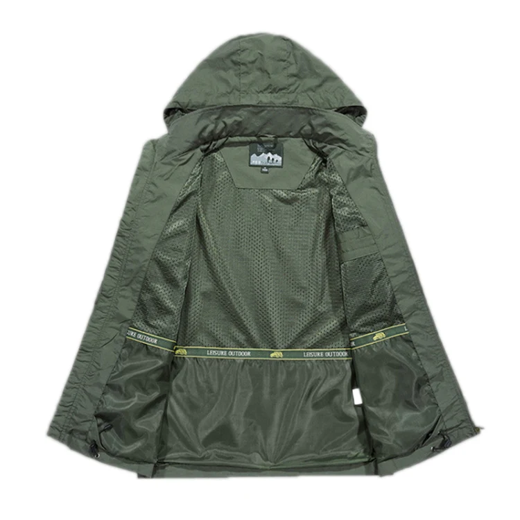 Men Casual Youth Full Zip Hooded Rainproof Jacket, Size: XXXL(Dark Blue) - Image 4