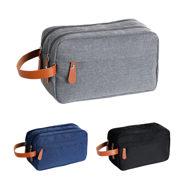 Men Double-layer Travel Toiletry Bag Travel Accessories Portable Moisture-proof Bag(Navy Blue) - Image 2