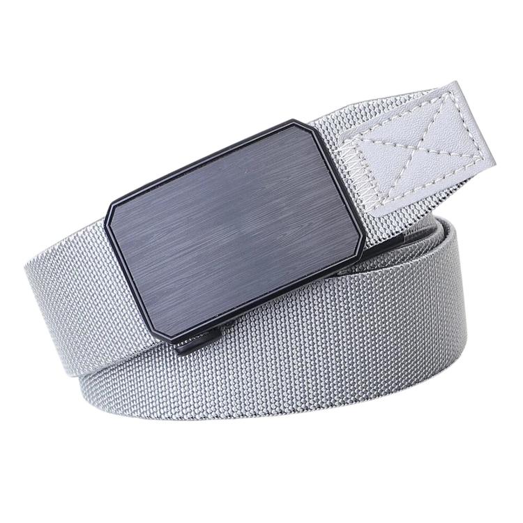 Men Elastic Web Belt Casual Stretch Braided Belts With Zinc Alloy Automatic Buckle, Length: 105cm(Light Gray)