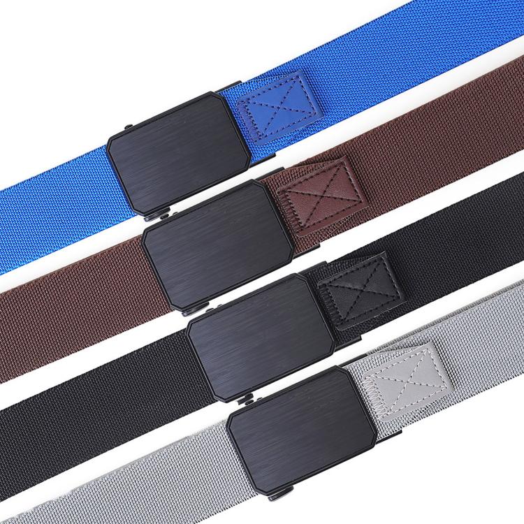 Men Elastic Web Belt Casual Stretch Braided Belts With Zinc Alloy Automatic Buckle, Length: 115cm(Blue) - Image 2