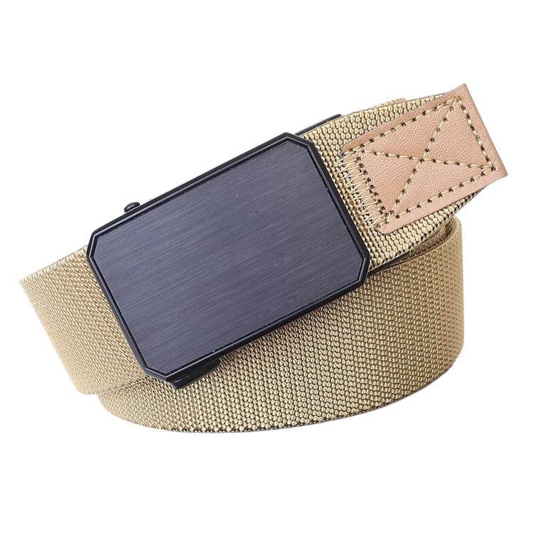 Men Elastic Web Belt Casual Stretch Braided Belts With Zinc Alloy Automatic Buckle, Length: 115cm(Khaki)
