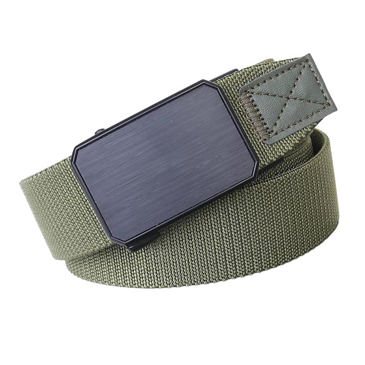 Men Elastic Web Belt Casual Stretch Braided Belts With Zinc Alloy Automatic Buckle, Length: 125cm(Army Green)