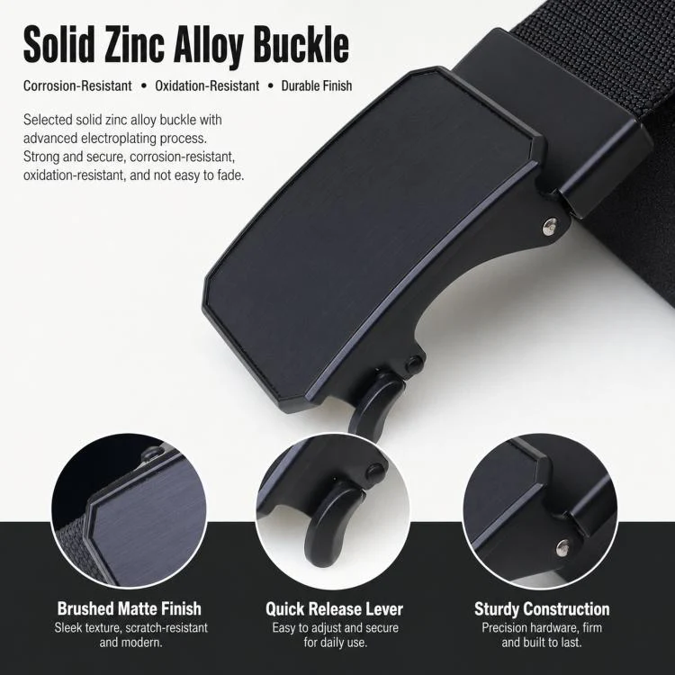 Men Elastic Web Belt Casual Stretch Braided Belts With Zinc Alloy Automatic Buckle, Length: 125cm(Blue) - Image 3