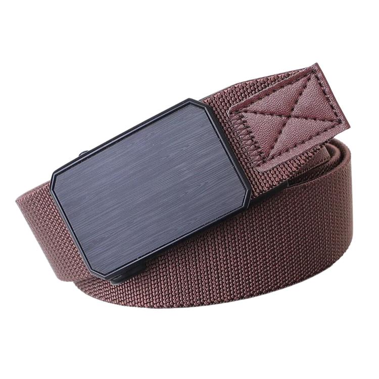 Men Elastic Web Belt Casual Stretch Braided Belts With Zinc Alloy Automatic Buckle, Length: 125cm(Brown)