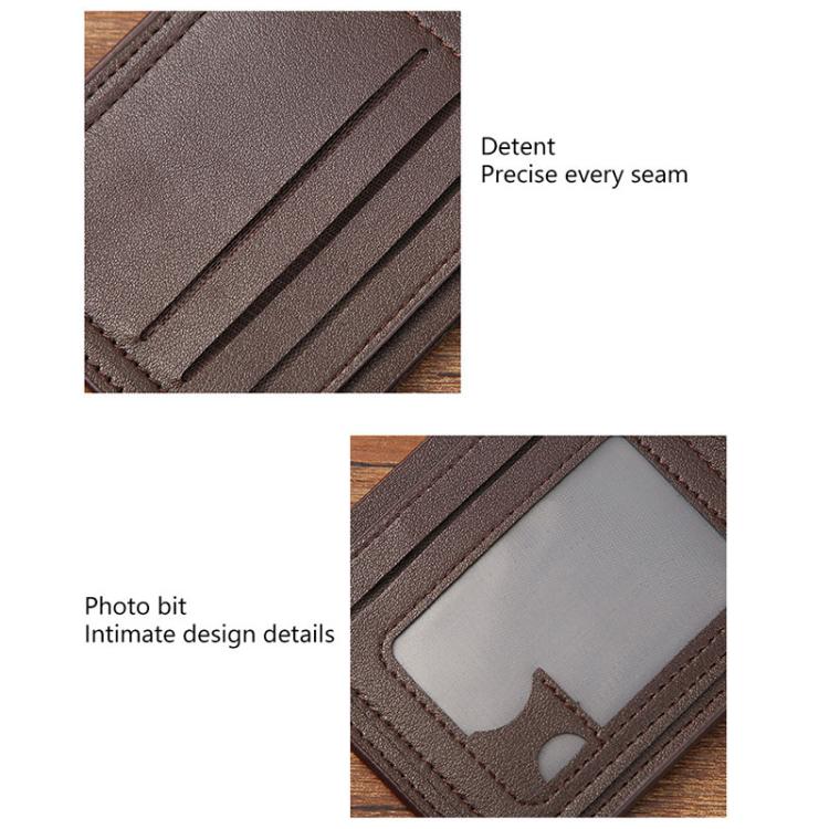 Men Geometric Print PU Leather Short Wallet(Coffee) - Image 3