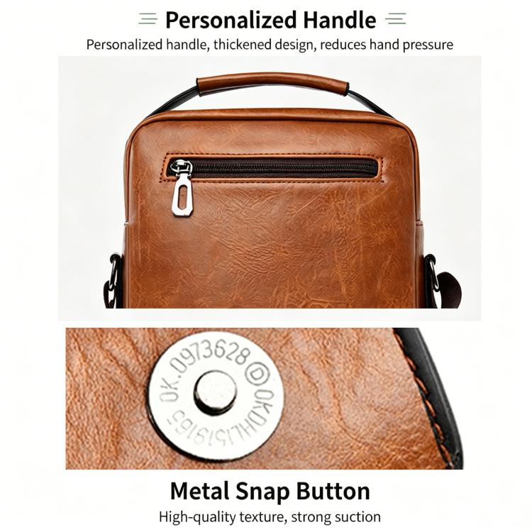 Men Large-Capacity Handheld & Crossbody Bag, Casual Vertical Briefcase(Coffee) - Image 5