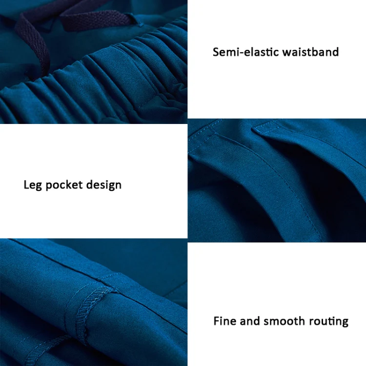 Men Scrub Pet Dental Work Clothes Long-sleeved Top + Pants Set, Size: XXL(Tibetan Blue) - Image 6