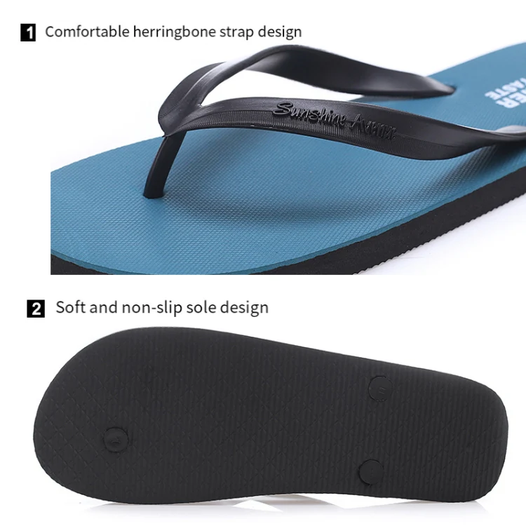 Men Slippers Student Flat Casual Non-Slip Flip Flops, Size: S 40-41(Sunshine-Black) - Image 3