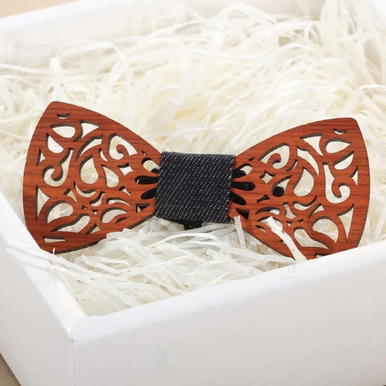Men Ties Handmade Wooden Bow Ties, Color: Diamond Hollow - Image 6
