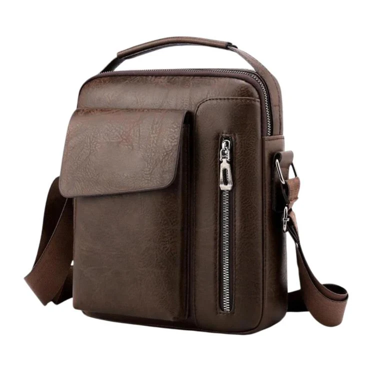 Men Vintage Business Shoulder Bag, Large Capacity Casual Crossbody Bag(Brown)