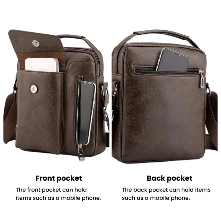 Men Vintage Business Shoulder Bag, Large Capacity Casual Crossbody Bag(Brown) - Image 6