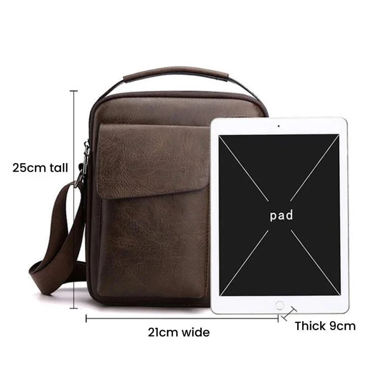 Men Vintage Business Shoulder Bag, Large Capacity Casual Crossbody Bag(Brown) - Image 8