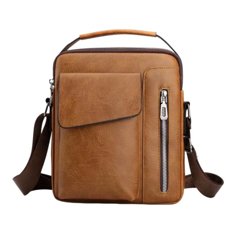 Men Vintage Business Shoulder Bag, Large Capacity Casual Crossbody Bag(Khaki)