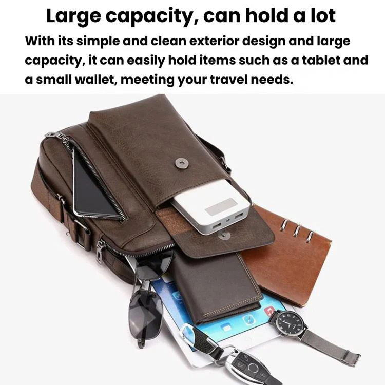 Men Vintage Business Shoulder Bag, Large Capacity Casual Crossbody Bag(Khaki) - Image 3