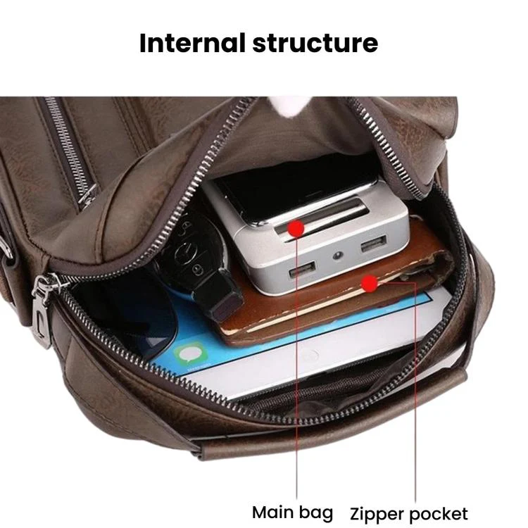 Men Vintage Business Shoulder Bag, Large Capacity Casual Crossbody Bag(Khaki) - Image 5