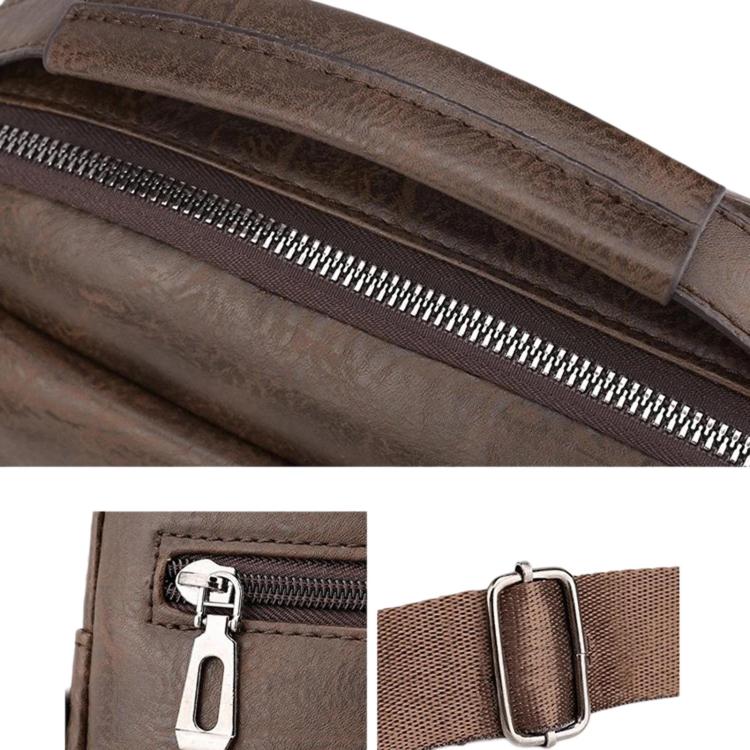 Men Vintage Business Shoulder Bag, Large Capacity Casual Crossbody Bag(Khaki) - Image 7