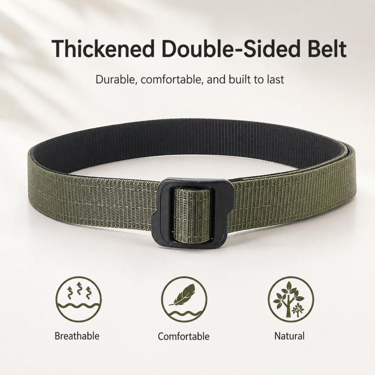 Men Web Thickened Double-Sided Canvas Belts With Plastic Buckle, Length: 130cm(Gray) - Image 2