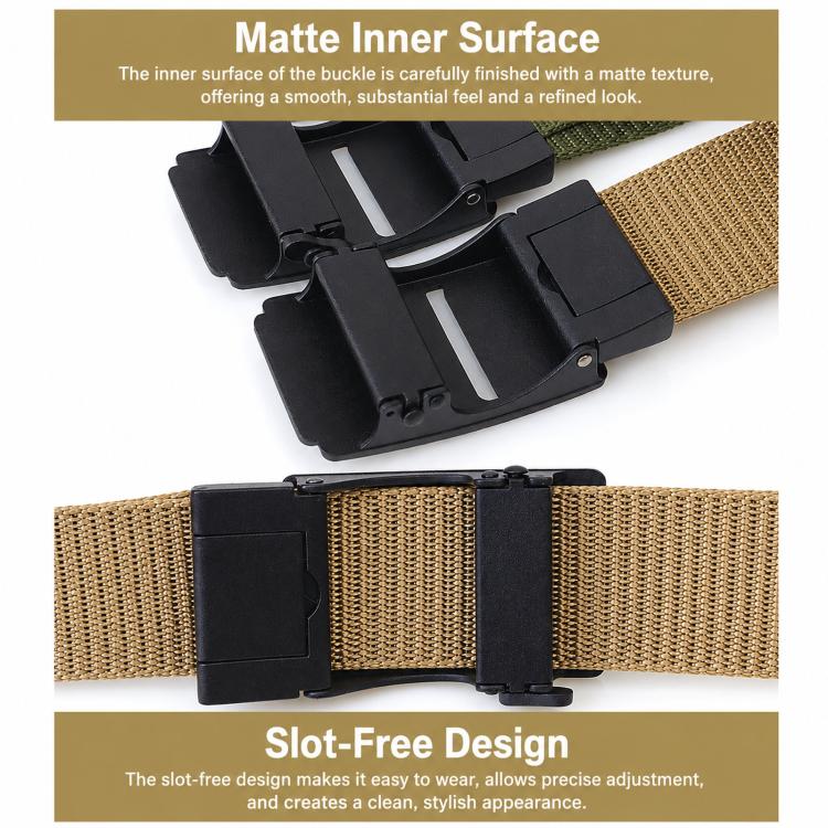 Mens Casual Web Belt Business Work Nylon Belts With Automatic Buckle, Length: 105cm(Black) - Image 6