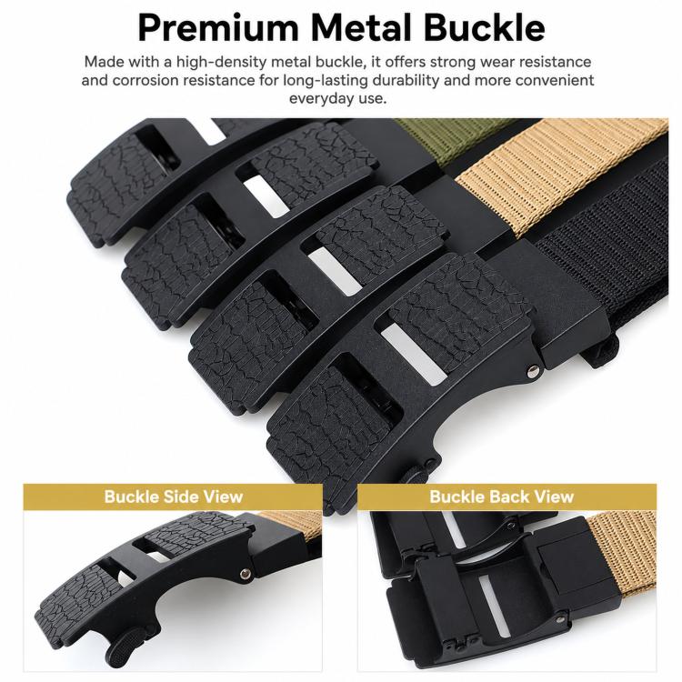 Mens Casual Web Belt Business Work Nylon Belts With Automatic Buckle, Length: 115cm(Black) - Image 4