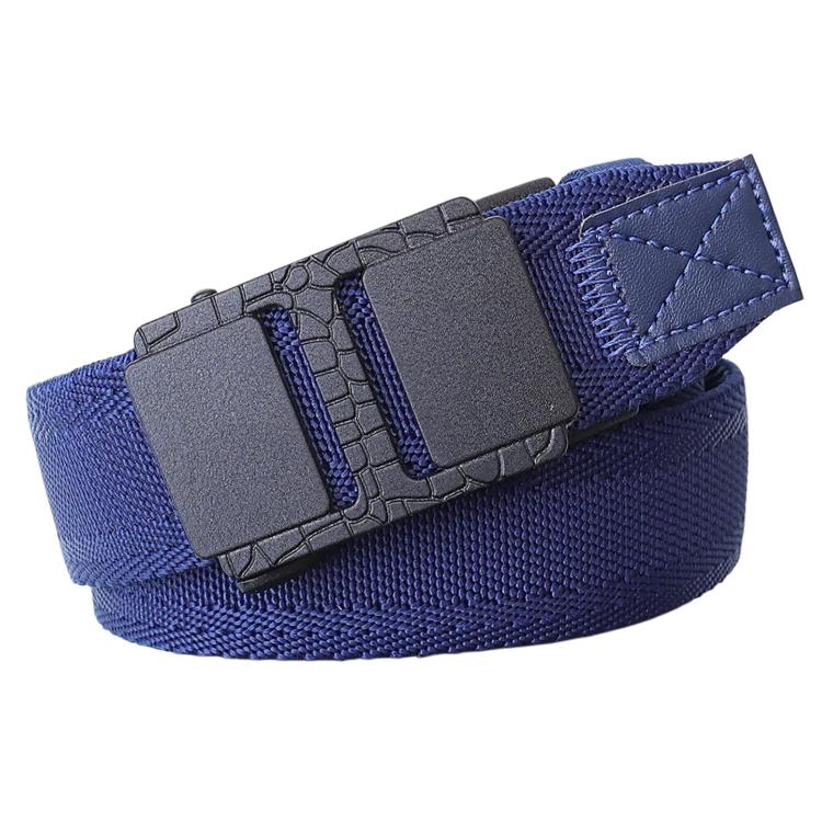 Mens Elastic Braided Belt Stretch Woven Nylon Webbing Belt With Automatic Sliding Buckle, Length: 105cm(Navy)