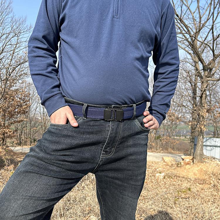 Mens Elastic Braided Belt Stretch Woven Nylon Webbing Belt With Automatic Sliding Buckle, Length: 105cm(Navy) - Image 6