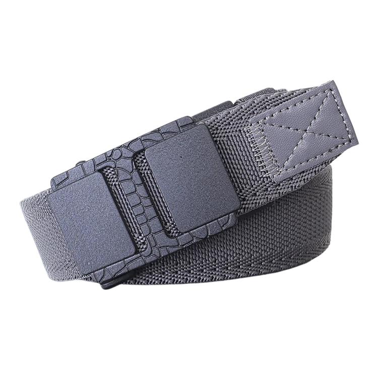 Mens Elastic Braided Belt Stretch Woven Nylon Webbing Belt With Automatic Sliding Buckle, Length: 115cm(Dark Gray)
