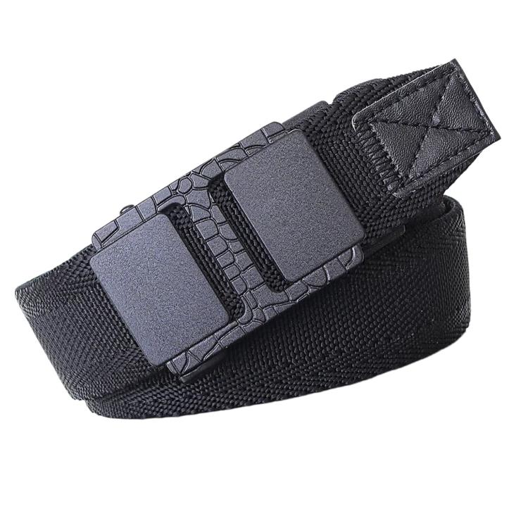 Mens Elastic Braided Belt Stretch Woven Nylon Webbing Belt With Automatic Sliding Buckle, Length: 125cm(Black)