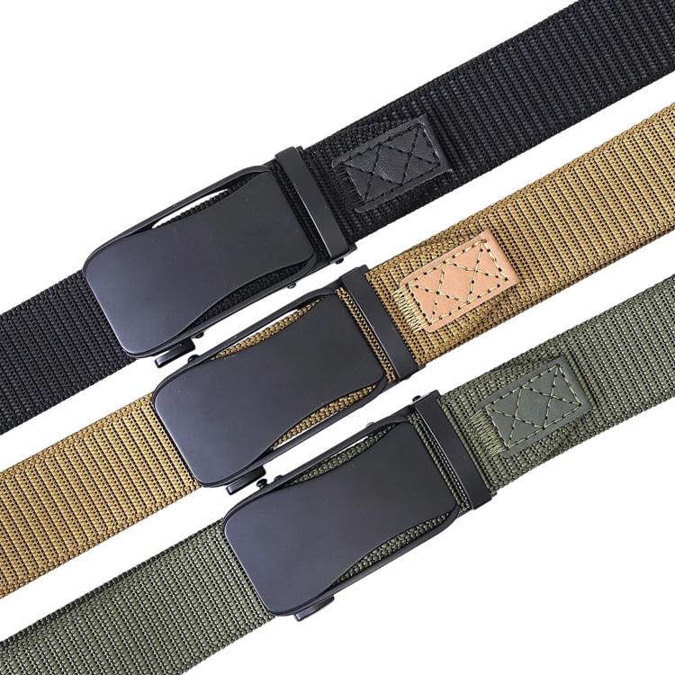 Mens Elastic Nylon Belt Stretch Work Belts With Toothless Automatic Alloy Buckle, Size: 105cm(Khaki) - Image 2