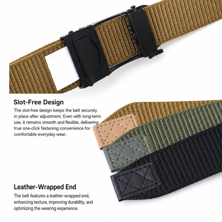 Mens Elastic Nylon Belt Stretch Work Belts With Toothless Automatic Alloy Buckle, Size: 105cm(Khaki) - Image 5