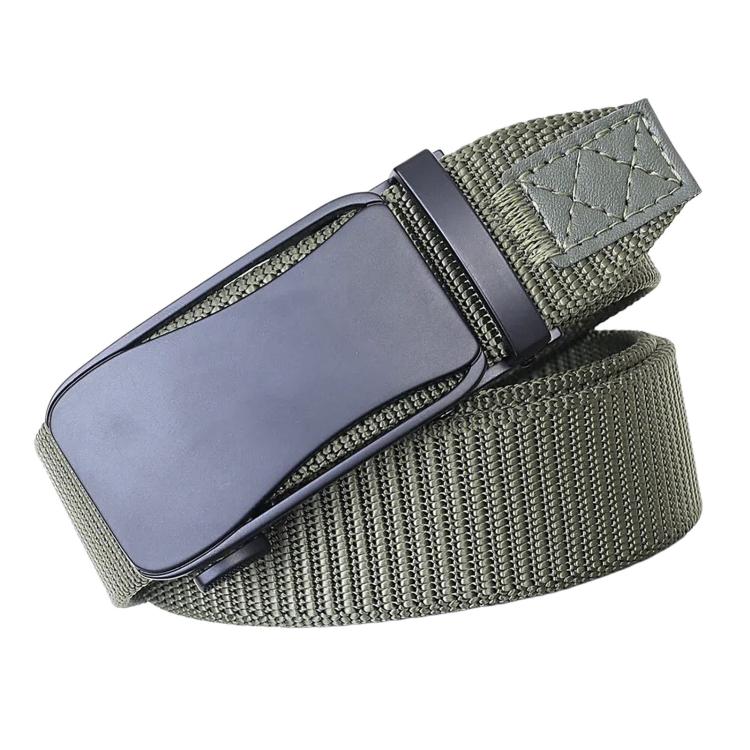 Mens Elastic Nylon Belt Stretch Work Belts With Toothless Automatic Alloy Buckle, Size: 115cm(Army Green)