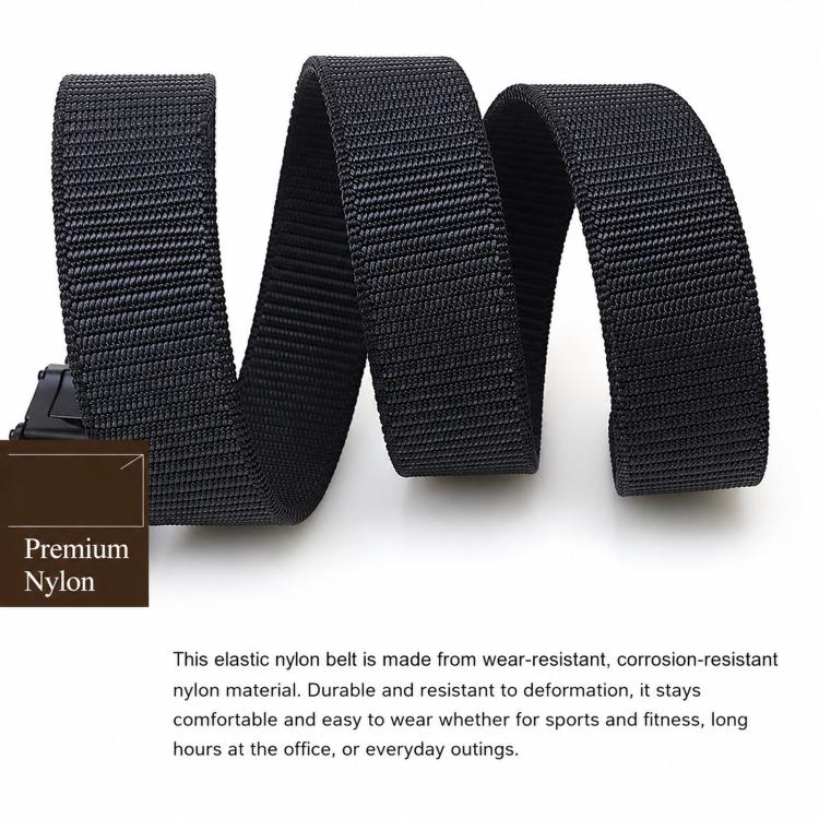 Mens Elastic Nylon Belt Stretch Work Belts With Toothless Automatic Alloy Buckle, Size: 115cm(Khaki) - Image 4