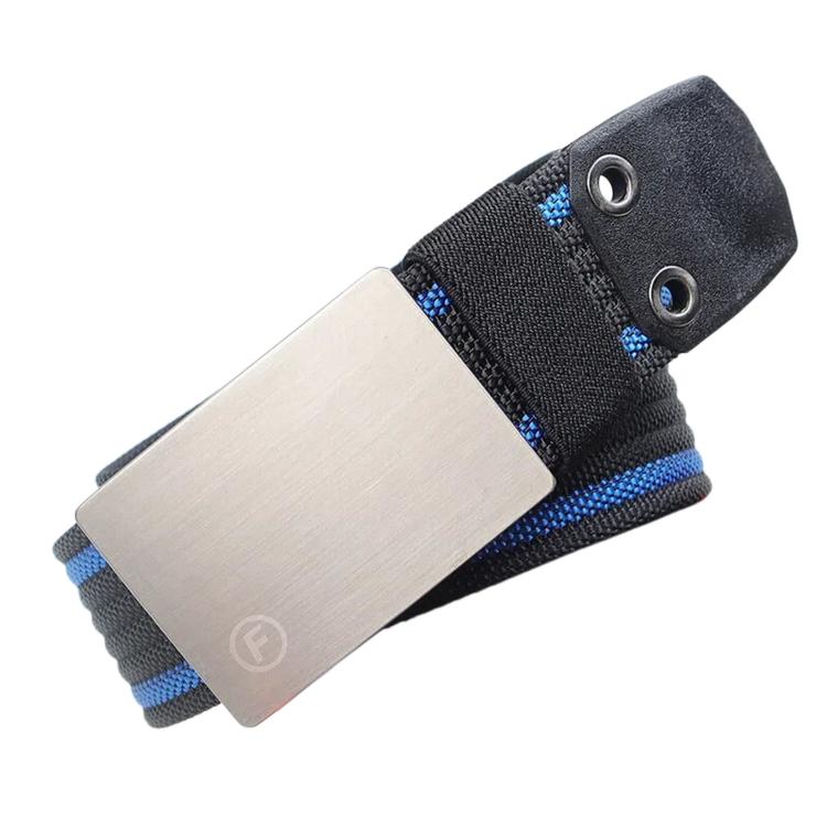 Mens Nylon Belt Casual Canvas Work Belts With Smooth Zinc Alloy Buckle, Length: 115cm(Black Blue)
