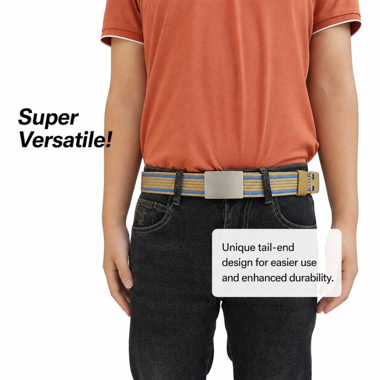 Mens Nylon Belt Casual Canvas Work Belts With Smooth Zinc Alloy Buckle, Length: 115cm(Black Blue) - Image 7