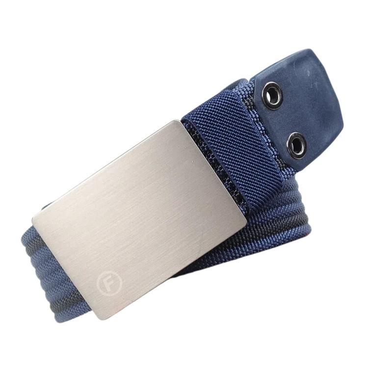 Mens Nylon Belt Casual Canvas Work Belts With Smooth Zinc Alloy Buckle, Length: 115cm(Dark Blue Black)