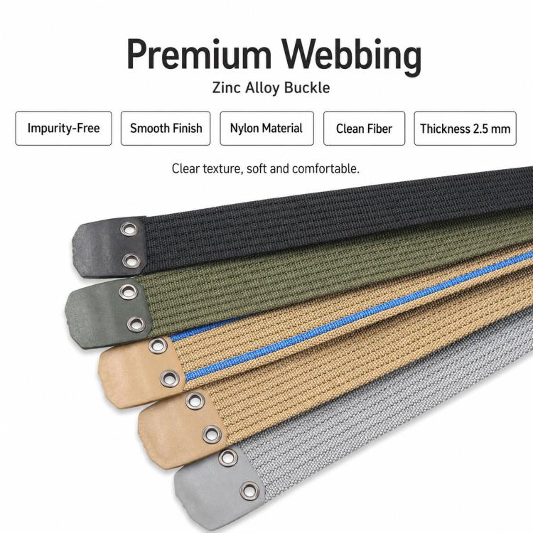 Mens Nylon Belt Casual Canvas Work Belts With Smooth Zinc Alloy Buckle, Length: 125cm(Brown Blue) - Image 4