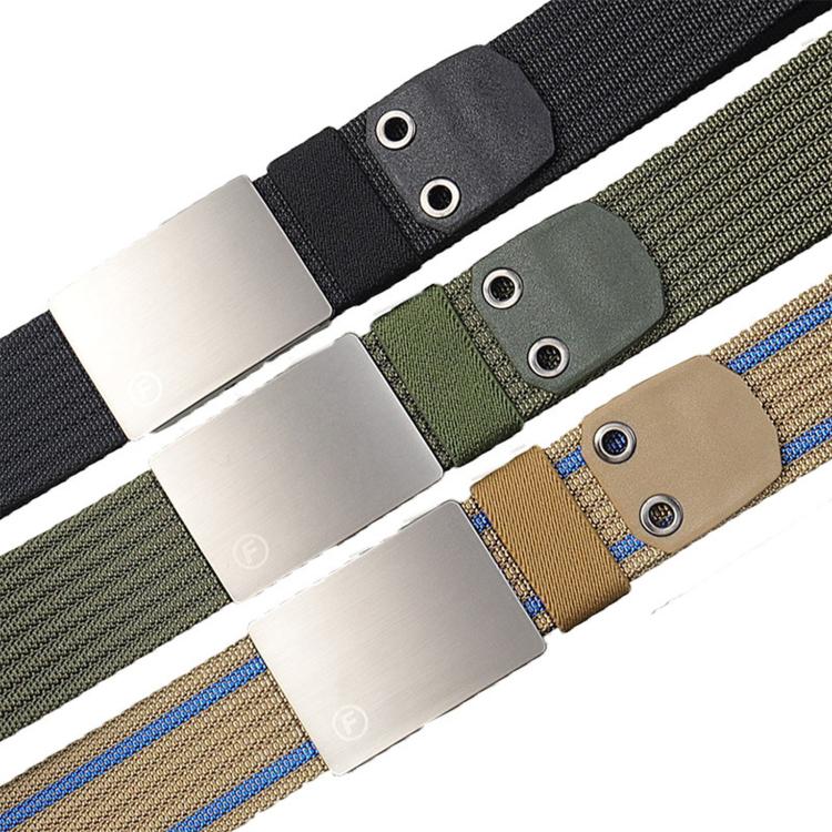 Mens Nylon Belt Casual Canvas Work Belts With Smooth Zinc Alloy Buckle, Length: 125cm(Khaki) - Image 2