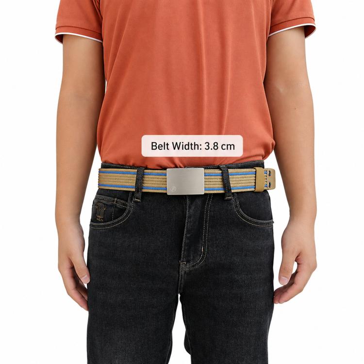 Mens Nylon Belt Casual Canvas Work Belts With Smooth Zinc Alloy Buckle, Length: 125cm(Khaki Blue) - Image 6