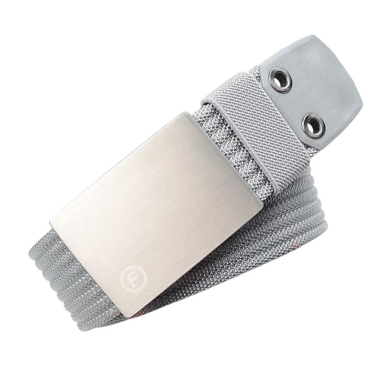 Mens Nylon Belt Casual Canvas Work Belts With Smooth Zinc Alloy Buckle, Length: 125cm(Light Gray)