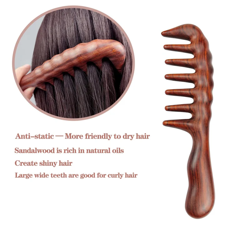Meridian Massage Wooden Comb, Style: Rosewood Large Tooth - Image 2
