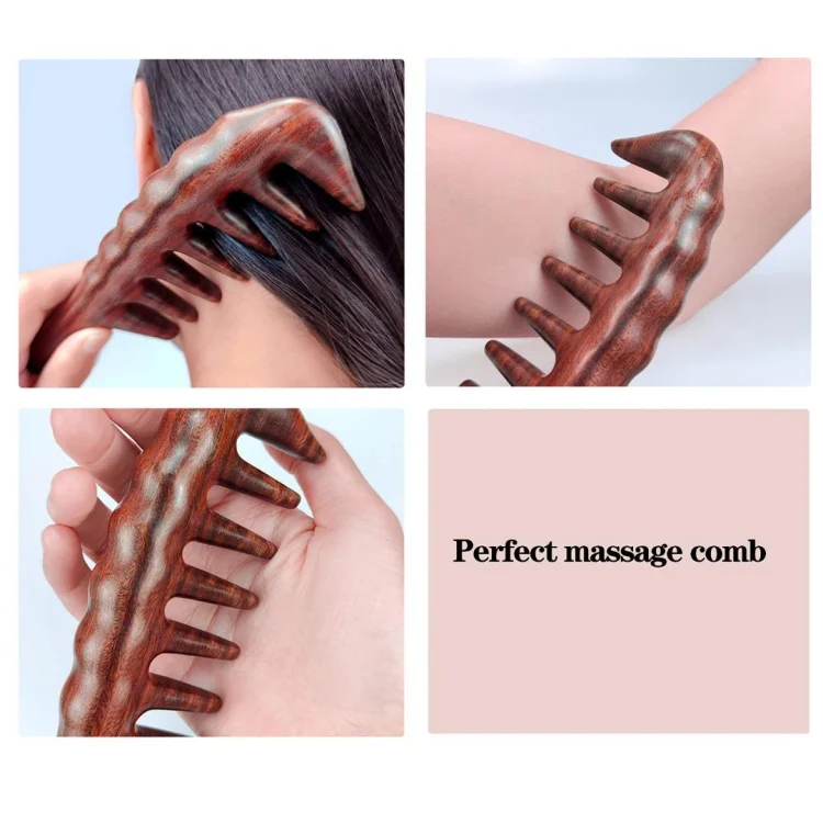 Meridian Massage Wooden Comb, Style: Rosewood Large Tooth - Image 4