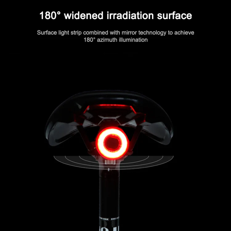 MEROCA MX2 Smart Sensor Brake Tail Light Mountain Bike Light USB Charging Road Bike Night Riding Tail Light, Color:Seat Cushion Installation Coloful - Image 4
