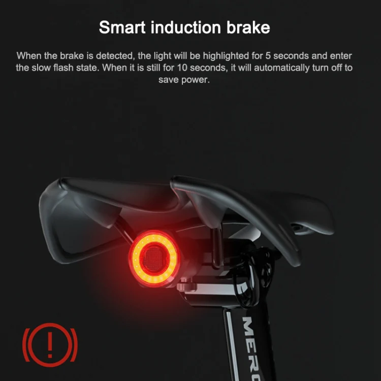 MEROCA MX2 Smart Sensor Brake Tail Light Mountain Bike Light USB Charging Road Bike Night Riding Tail Light, Color:Seat Cushion Installation Gold Pink - Image 5