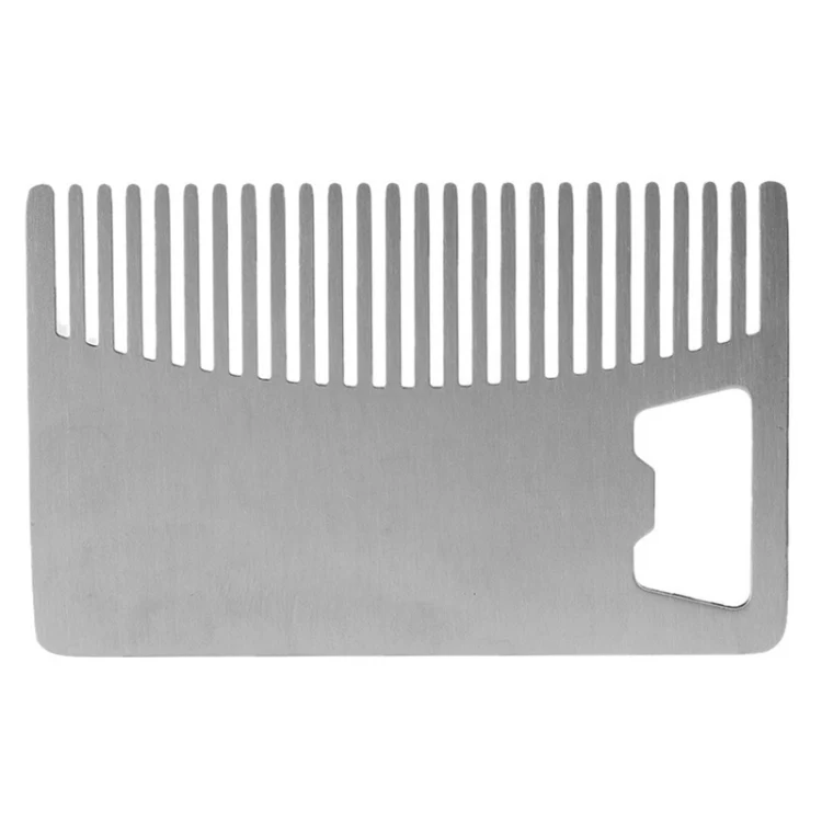 Metal Hair Beard Comb with Bottle Opener Multi-purpose Credit Card Size Tool - Image 2
