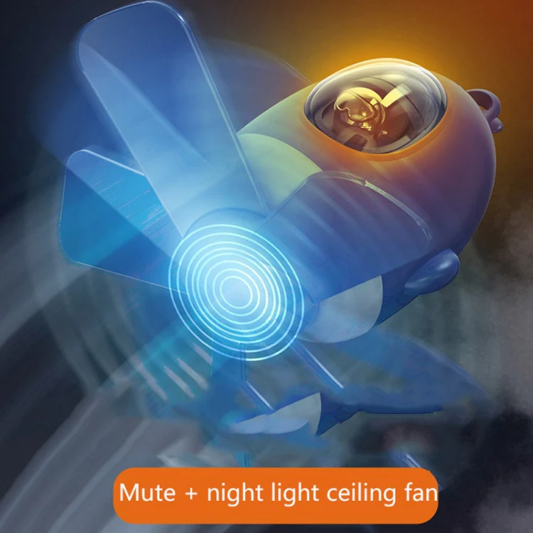 MF023 Airplane Night Light Ceiling Fan Household USB Remote Control Fan(White) - Image 3